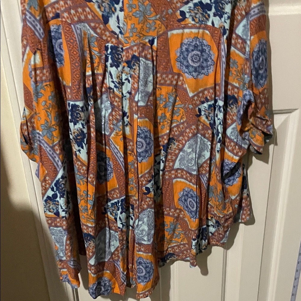 Bohemian Patchwork Blouse in Orange and Blue - Picture 8 of 9